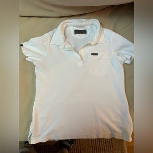 Figs Pro White Technical Pique Slim Shortsleeve Scrub Polo